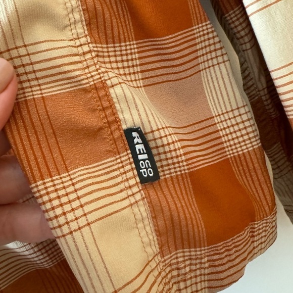 REI co-op shirt Outdoor Camp XL Orange Plaid Men’s Button Down Casual - Picture 8 of 12